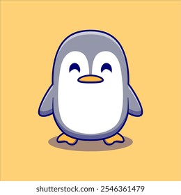 Cute Penguin cartoon illustration. Study icon concept. Flat cartoon style