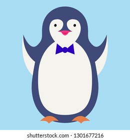 Cute penguin cartoon illustration. Vector penguin. Happy character design. Isolated cartoon penguin.