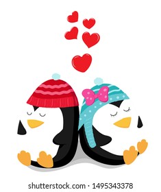 Cute penguin cartoon. isolated on white background.Vector Illustration.