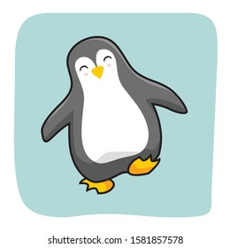 Cute Penguin Cartoon Isolated Vintage Vector