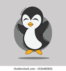 cute penguin cartoon jumping, can be for mascot logo, sticker, icon, etc.