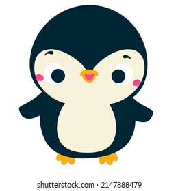 Cute penguin. Cartoon kawaii animal character. Vector illustration for kids and babies fashion.