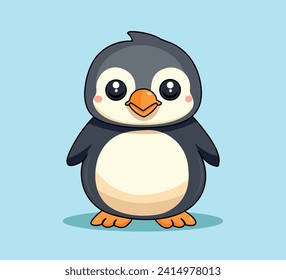 ilustración vectorial de mascota de dibujos animados de pingüino lindo