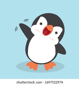 Cute Penguin cartoon minimal flat