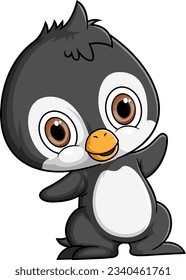 Cute penguin cartoon on white background of illustration