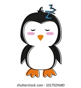 Cute penguin cartoon sleeping