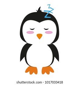 Cute penguin cartoon sleeping