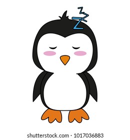 Cute penguin cartoon sleeping