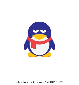 Icono de vector de dibujos animados de pingüino mate sobre un fondo blanco
