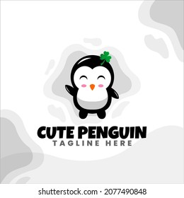 Cute Penguin Cartoon Vector Icons Illustration