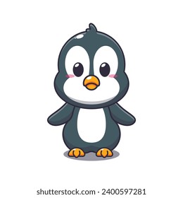 Cute penguin cartoon vector illustration. 
Vector cartoon Illustration suitable for poster, brochure, web, mascot, sticker, logo and icon.