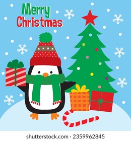 Cute Penguin cartoon vector image