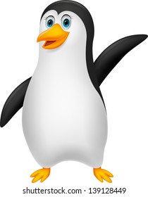 Cute Penguin Cartoon Waving