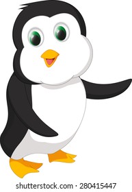 cute penguin cartoon waving