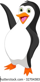 Cute penguin cartoon waving