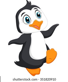 Cute penguin cartoon waving