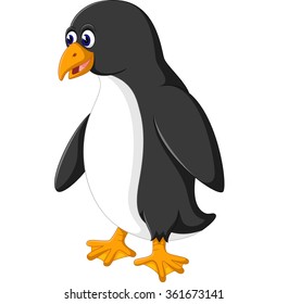 Cute penguin cartoon waving