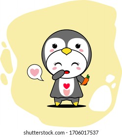 Mascota vectorial animal pingüino