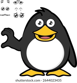 cute penguin character cartoon expressions pack collection in vector art 