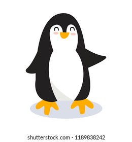 Cute penguin character. Cartoon vector illustration