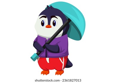 Cute Penguin Character Design Illustration