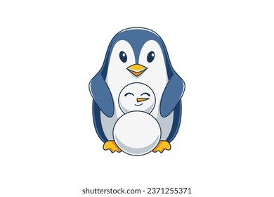 Cute Penguin Character Design Illustration