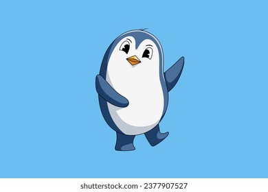 Cute Penguin Character Design Illustration