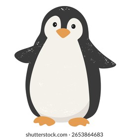 Cute penguin character. Hand drawn winter animal illustration for holiday and kids design