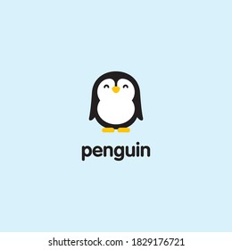 cute penguin character. happy animal logo