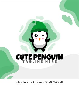 diseño del logotipo del personaje pingüino lindo
