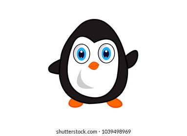 Cute Penguin Character . Vector illustration. Isolated on white background.
