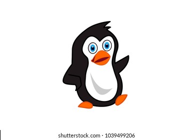 Cute Penguin Character . Vector illustration. Isolated on white background.