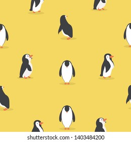 Cute penguin characters  in different poses pattern