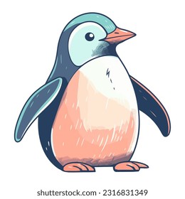 Cute penguin with cheerful winter spirit icon isolated