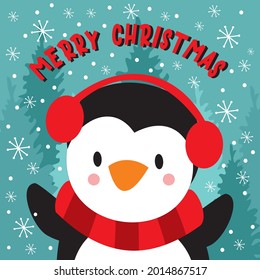 Cute penguin for christmas card, gift bag or box design