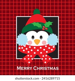 Cute penguin for christmas card, gift bag or box design