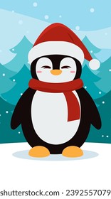 Cute penguin christmas character Vector illustration