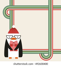 cute penguin christmas character vector illustration design