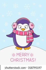 Cute penguin with Christmas message