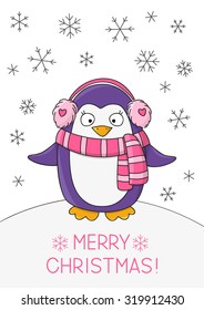 Cute penguin with Christmas message