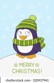 Cute penguin with Christmas message