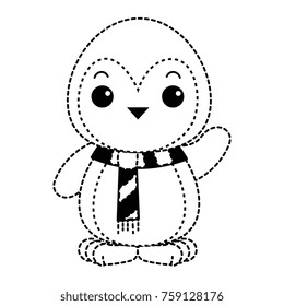 cute penguin with christmas scarf kawaii