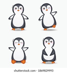 Cute penguin collection in the children's style