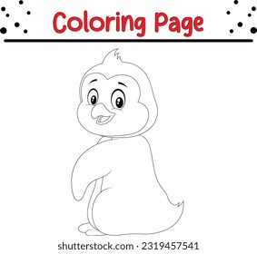 Cute Penguin coloring page. Penguin Coloring book line art Illustration