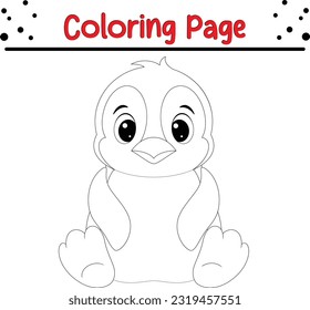 Cute Penguin coloring page. Penguin Coloring book line art Illustration