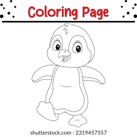 Cute Penguin coloring page. Penguin Coloring book line art Illustration