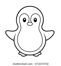Cute Penguin Coloring page Vector Illustration on White