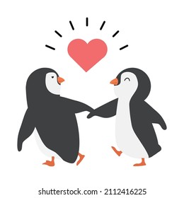 Cute penguin couple with heart