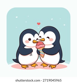 Cute Penguin Couple Sharing Ice Cream Illustration for Valentine’s Da.
Adorable illustration of a cute penguin couple sharing ice cream, created especially for Valentine’s Day themes. This charming cartoon artwork features a sweet and playful love concept, perfect for greeting cards, stickers, posters, social media posts, kids designs, gift items, and romantic holiday decorations. Designed in a clean, colorful, high-quality vector style, fully scalable and editable for both digital and print use.