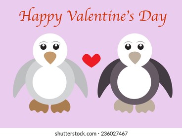 Cute penguin couples in love for Happy Valentines Day